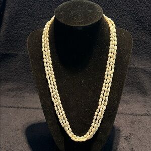 Necklace - Three Strand Fresh Water Pearls. Slip in clasp.